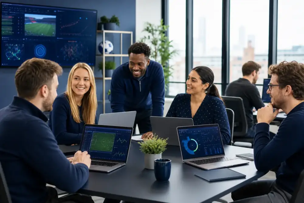 Reward Circle UK team working on sports analytics